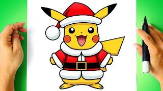 How to DRAW CHRISTMAS PIKACHU