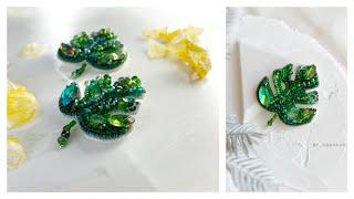 Брошь своими руками Мк лист Монстеры /Beaded monstera brooch / ビーズのモンステラブローチ