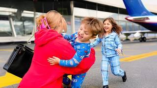 Kids' Reaction to Mom Coming Home FINALLY! ️