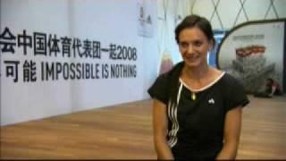 Yelena Isinbayeva Womens Pole Vault Gold Medal World Record Interview Beijing 2008 Olympics