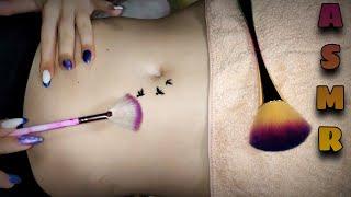 АСМР ТРЕЙСИНГ И ТАППИНГ КИСТОЧКАМИ ПО ЖИВОТИКУ С ТАТУ | ASMR TRACING TAPPING BRUSH ON STOMACH TATTOO