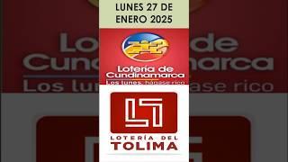 LOTERIA DE CUNDINAMARCA + TOLIMA ! NÚMEROS SUGERIDOS¡ LUNES 27 de Enero 2025 #shorts