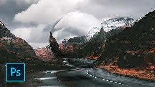 Photoshop Tutorial: Surreal Glass Sphere Floating Within a Landscape