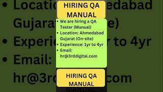 Testing Jobs | Manual Testing| Fresher Jobs| Rd Automation Learning