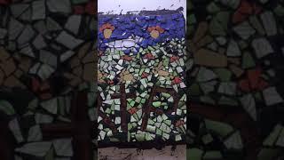 Outdoor mosaic pet memorial tile #shorts #petmemorialtile #outdoormosaics #mosaicstudents #mosaic