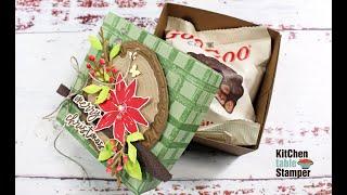 How to make a Lidded Treat Box for Christmas, Stampin' Up! Ringed with Nature Kitchen Table Stamper