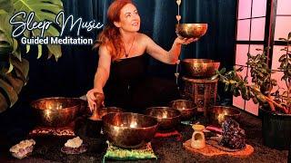 Bowls Meditation for Sleep w/ Rain & Gentle Thunder  ASMR Soft Spoken Qi Sounds, Sleep Music