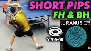 Short Pips FH & BH: Uranus Pro Medium & Soft on blade High Tech Cypress Carbon, Cherepnin Maxim