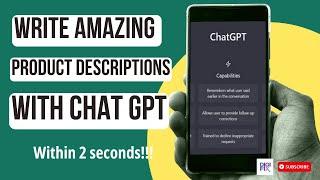 How to write amazing product descriptions with Chat GPT AIPRM prompts #chatgpt #chatgptaiprm #aiprm