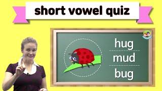 Short Vowel Word Quiz | a, e, i, o, u | CVC Quiz | Phonics for Kids