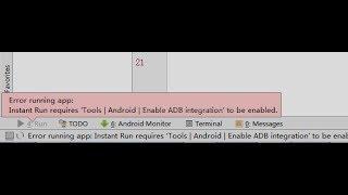 Error running app: Instant Run requires 'Tools | Android | Enable ADB integration' to be enabled