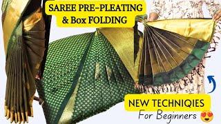 SAREE PRE-PLEATING & FOLDING ( BRIDAL SAREE NEW TECHNIQUES FOR BEGINNERS )#TRENDING #viralvideo