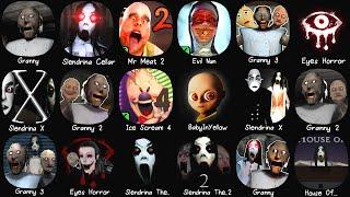 Granny 1, 2, 3 & Mr Meat 2, Evil Nun, Ice Scream 4, Baby In Yellow, Eyes Horror,Slendrina The Cellar