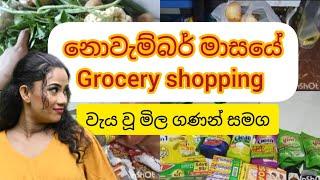 නොවැම්බර් මාසයට අදාල Grocery shopping | වැය වූ මිල ගණන් සහිතයි | මම මාසෙකටම බඩු එකපාර ගත්තෙ මෙහෙමයි