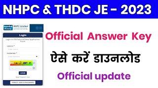 NHPC JE Answer key 2023 | NHPC Answer key 2023 | NHPC/ THDC Junior Engineer Answer key download