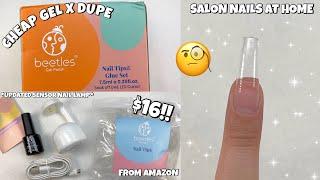 TRYING BEETLES $16 GEL X DUPE NAIL STARTER KIT FROM AMAZON | EASY & AFFORDABLE NAILS AT HOME