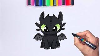 Toothless from the cartoon "How to Train Your Dragon"/How to Draw Toothless