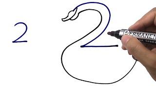 How to draw a Goose from number "2"