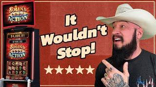 This Slot Machine Wouldn't Stop  Dollar Action with Progressive Win!