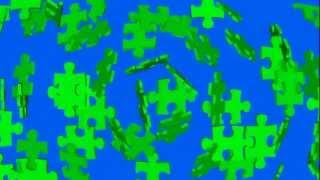 green screen area disintegrates into puzzle pieces