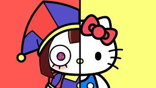 Hello Kitty x Pomni Makeup Transformation (The Amazing Digital Circus) ポムニ x ハローキティ