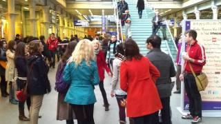 Flash mob at St. Pancras International, London by the Central School of Speech and Drama