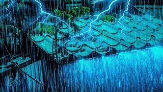 99% Fall Asleep Instantly  Heavy Rain & Intense Thunder at Night for Deep Sleep and Meditation