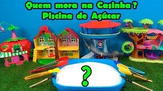 Quem mora na casinha? Piscina de açúcar da tia Cris! #patrulhacanina #peppapig #moranguinho