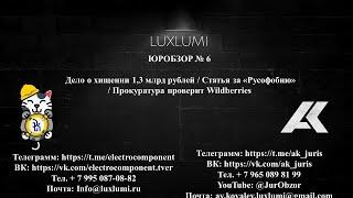 ЮрОбзор № 6. Дело о хищении 1,3 млрд руб. / Статья за «Русофобию» / Прокуратура проверит Wildberries