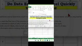 Data Entry in MS Excel