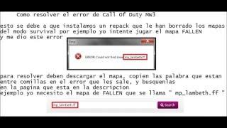 ERROR could not find zone - descargar Mapas superviviencia survival call of duty MW3