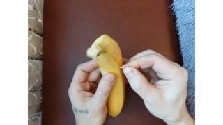 Как разрезать банан пальцем  раскрытие фокуса