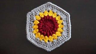 Шестиугольный мотив "Подсолнух" / Crochet hexagon