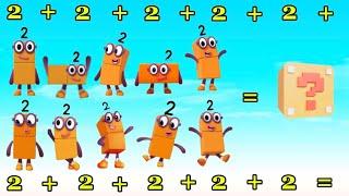NUMBERBLOCKS ADDITION OF 10 DIFFERENT CHARACTERS | REPEATED ADDITION | LEARN TO COUNT | hello george