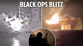 Incredible POV video shows Ukrainian special ops blowing up key Russian gas rig in daring raid