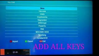 how to Add a biss key and  power vu key on GT media v8 nova 2021