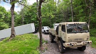 Moving a generator and shipping containers