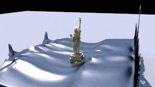 tidal waves hit statue of liberty