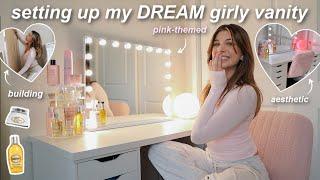 GIRLY VANITY setup & transformation! (building my dream PINK makeup vanity)