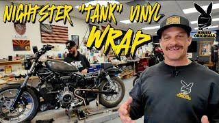 Doing a vinyl wrap on a harley davidson Nightster gas tank