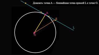 Доказательство того, что радиус перпендикулярен касательной | Окружность |  Геометрия