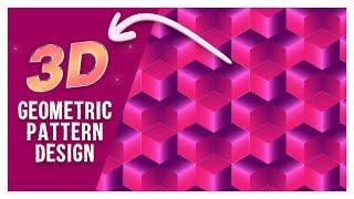 How to create a 3D Geometric Pattern in Illustrator |Polygonal Pattern  | #adobeillustratortutorial