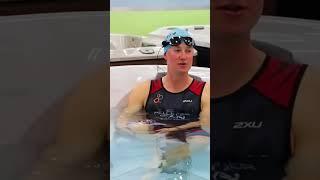 Okanagan athlete Nick Pelletier test drives the J16 Jacuzzi Swim Spa