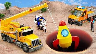 Rescue Fire Truck, Crane, Truck - JCB Excavator and Road Construction Rescue - Funny Car Toys