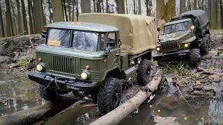 RC Грузовики Урал против Газ-66 Сравнение 6x6 и 4x4 по Бездорожью