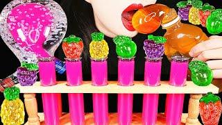 ASMR MYSTERIOUS WATER DRINKING SOUNDS 신기한 물 먹방, HONEY JELLY, 4D GUMMY CANDY, EDIBLE FROG EGGS ABBEY