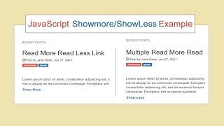 show more or show less button Demo in Javascript