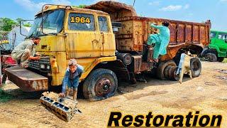 Complete restoration procedure by stripping down the chassis of a battered and rusted 1964 truck