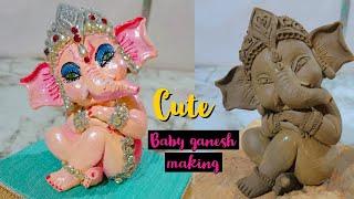 Cute baby Ganesha Making || Ganesha Murti Making || Eco Friendly Ganesha, Making at home