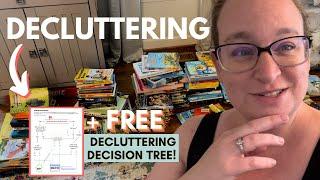 Decluttering SO MANY Books + Bookshelf Organization + Free Decluttering Decision Tree for You!